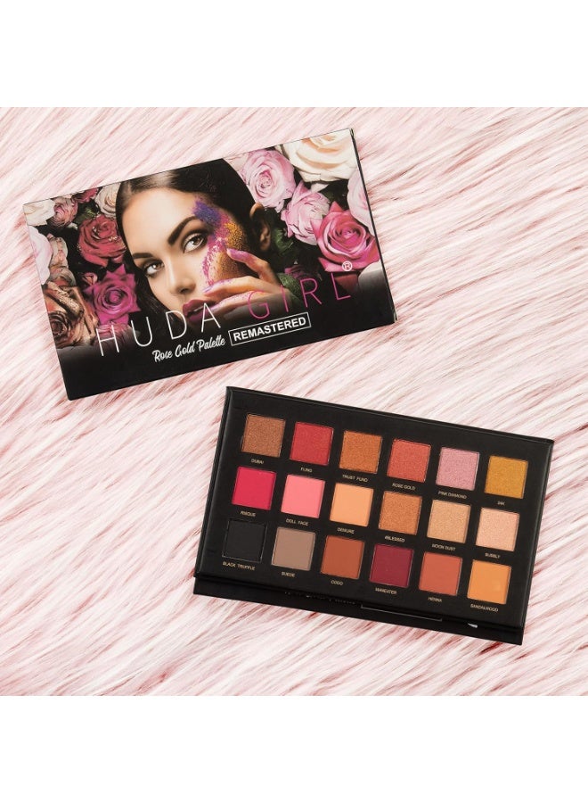HUDA GIRL BEAUTY Professional semi matte finish Eye Shadow Makeup Kit For Girls Rose Gold Remastered Edition Eyeshadow Palette for Women - Image 2